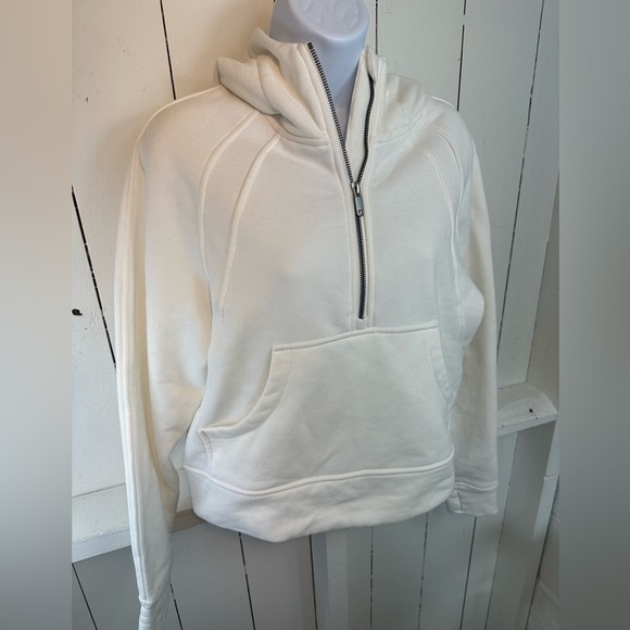 Sweaty Rocks White High Waist Crop 3/4 Zip Hoodie Pockets Sweatshirt - Picture 4 of 10